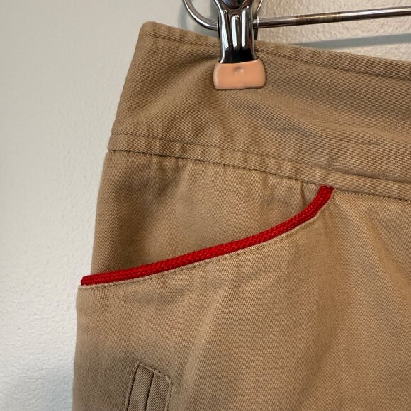Khaki Button-Front Skirt With Red Trim By D.F.A. New York Size 14 - Picture 6 of 8